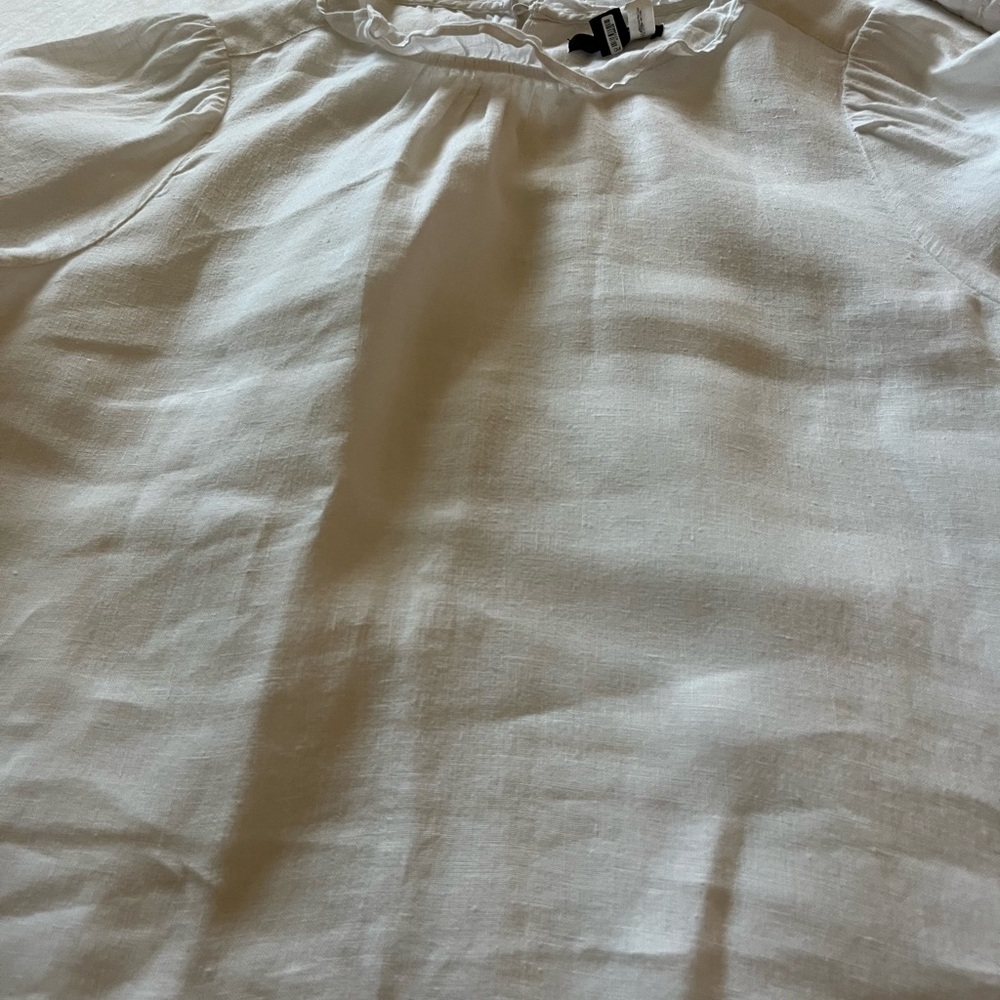 J. Crew ruffle neck linen blouse